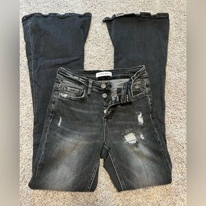 Flying Monkey Black Flare Jeans with Distressed Details